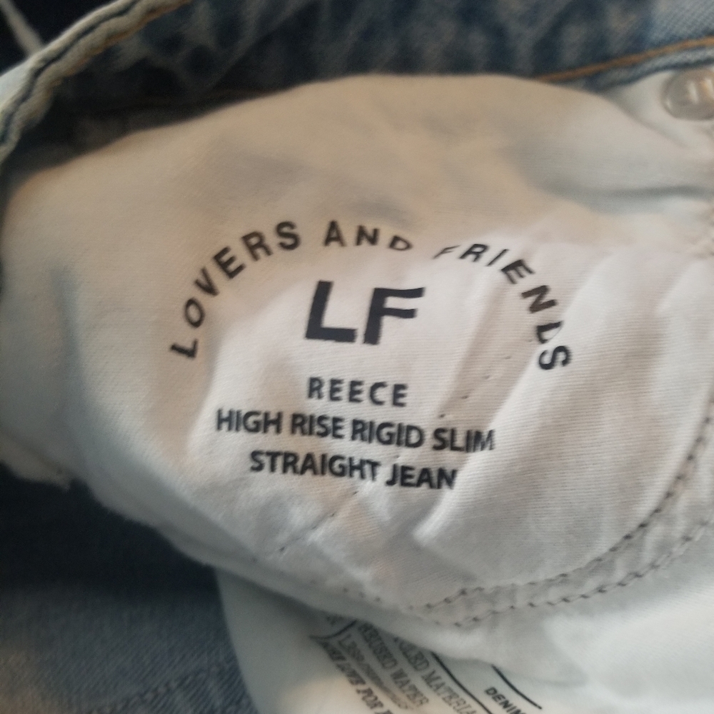 Lovers + Friends Reece High Rise Rigid Slim Straight Jean Button Fly size 26 - Picture 6 of 10